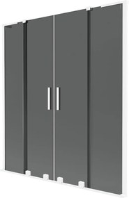Mexen Velar L Duo, 2-krídlová posuvná vaňová zástena 160 x 150 cm, 8mm šedé sklo, biela matná, 896-160-003-42-20