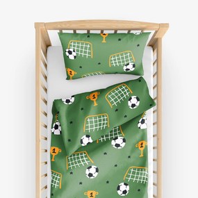 Goldea detské bavlnené obliečky do postieľky - futbalový svet 90 x 140 a 40 x 60 cm