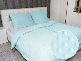 Biante Hrejivé posteľné obliečky Minky 3D bodky MKP-013 Ľadové modré Jednolôžko 140x200 a 70x90 cm