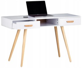 ModernHome Biely písací stôl -  2x zásuvka