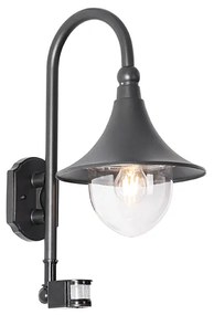 Vonkajšia nástenná lampa čierna IP44 vrátane detektora pohybu - Daphne