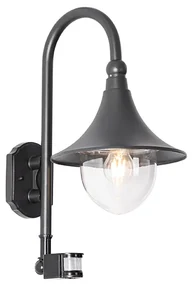 Vonkajšia nástenná lampa čierna IP44 vrátane detektora pohybu - Daphne