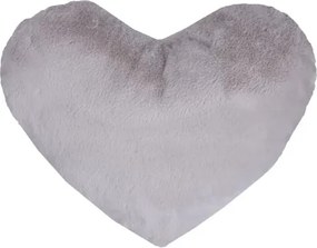Dekoračný vankúš Srdce 30x40 cm, strieborný,imitácia králičej kožušiny%