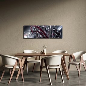 Obraz sivej abstrakcie (s hodinami) (90x30 cm)