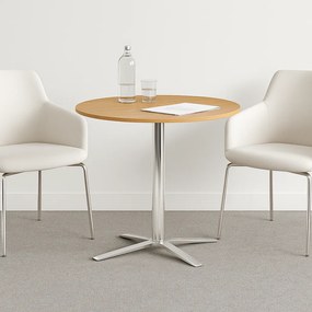 Konferenčný stolík AURA, priemer 60 cm, chróm podnož, biela