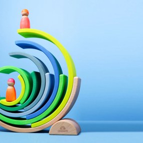 Grimm's - Dúha - drevená skladačka - neónovo zelená