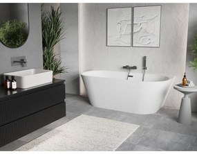 Mexen Oris, voľne stojaca ryhovaná vaňa 150 x 75 cm, biela lesklá, grafitový prepad, 52871507500-95