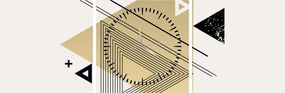 Obraz - Geometrické tvary N⁰4 (s hodinami) (90x30 cm)