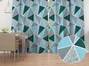 Biante Bavlnený záves Sandra SA-334 Modro-zelené trojuholníky 150x160 cm