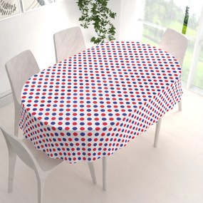 Biante Bavlnený oválny obrus Sandra SA-242 Červené a modré bodky 100x140 cm