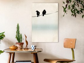 Artgeist Obraz - Frozen Sparrows (1 Part) Vertical Veľkosť: 80x120, Verzia: Premium Print