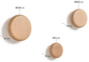 Nástenné drevené háčiky v súprave 3 ks v prírodnej farbe Nadue – Kave Home