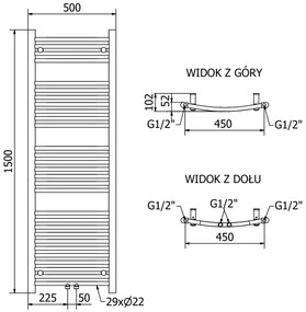 Mexen Ares, vykurovacie teleso 1500x500 mm, 630 W, antracitová, W102-1500-500-00-66