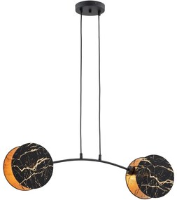 Luster na lanku MOTIF 2xE27/15W/230V čierna/zlatá