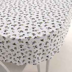 Biante Bavlnený oválny obrus Sandra SA-345 Sivé ružičky na bielom 130x220 cm