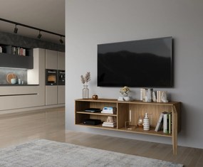 AKCIA Nástenný TV stolík ENTSIAN 150x40cm, dub artisan II. akosť