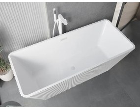 Mexen Tava, voľne stojaca ryhovaná vaňa 170 x 75 cm, biela lesklá, biely prepad, 52851707500-20