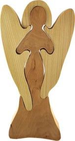 AMADEA Drevené puzzle anjel, masívne drevo dvoch druhov drevín, 25 cm