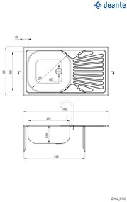 Deante Techno, nerezový drez na dosku 1-komorový Z/O 760x435x150 2" + sifón, vzor satyna, ZMU_0110