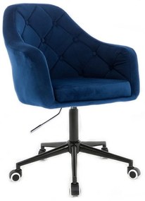 LuxuryForm DESIGN Kreslo ANDORA VELUR na čierne podstave s kolieskami - modré