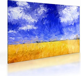 Sklenený obraz - Olejomaľba, Zlaté pole (70x50 cm)
