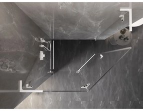 Mexen Lunar, L päťuholníkový sprchový kút naklápací doľava 100 x 90 cm, 8mm číre sklo, biely profil, 831L-100L-090P-20-00-L