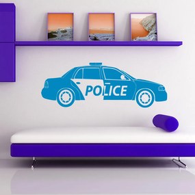 Veselá Stena Samolepka Policajné autíčko Farba: modrá, Veľkosť: 40 x 13 cm
