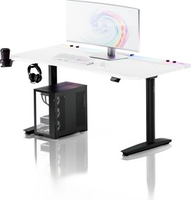 Elektrický herný stôl RGB s držiakmi, bielo-čierny, 160 cm: Diablo X-Forge 1600