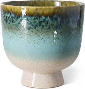 Modrý kameninový retro kvetináč Laguna - 20,5*20 cm