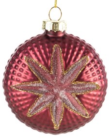 SKLENENÁ VIANOČNÁ BANKA NA STROMČEK SADA 4 KS (FI) 8 CM BORDOVÁ