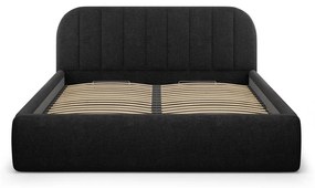 Čierna čalúnená dvojlôžková posteľ s úložným priestorom s roštom 140x200 cm Juno – Windsor &amp; Co Sofas