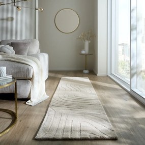 Krémový ručne tkaný vlnený behúň 60x230 cm Mesmerise Natural – Flair Rugs