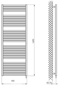 Aqualine - Kúpeľňový elektrický radiátor TONDI-E 600W/230V 169 cm matná čierna