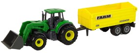 Lean Toys Malý zelený traktor so žltou vlečkou