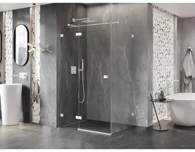 Mexen Lunar T, sklápací sprchový kút ľavý 120 x 110 cm, 8mm číre sklo, biely profil, 834T-120-110-20-00-L