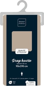 Béžová napínacia bavlnená plachta 90x190 cm Lina – douceur d'intérieur