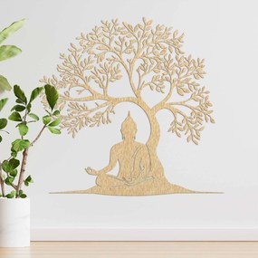 Drevená dekorácia Budha a strom života - MEARNE: Preglejka Topoľ - Honey 3071 40 cm 4530-100234 PR0546