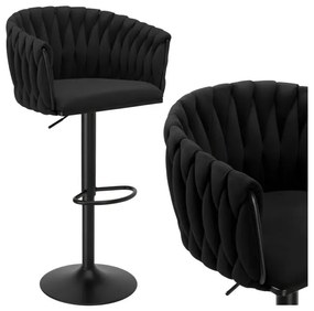 Barová stolička COFTON zamatová, čierna