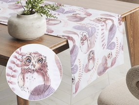 Biante Detský bavlnený behúň na stôl Sandra SA-284 Hnedé sovy 35x180 cm