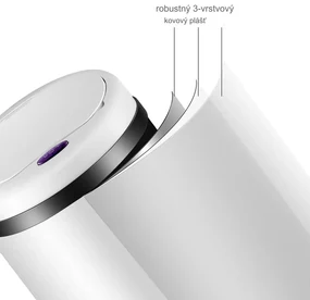 InternetovaZahrada Bezdotykový odpadkový kôš s USB 40 L - biely