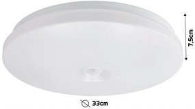 BERGE Stropný LED panel, prisadený, 2x E27, okrúhly, s CLIO senzorom pohybu a súmraku