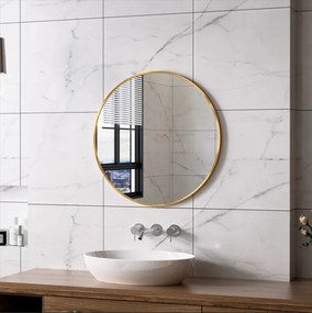 Erga Round, okrúhle zrkadlo 70cm, zlatý rám, ERG-V01-ROUND-7070-GD