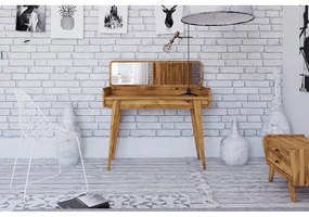 Toaletný stolík z dubového dreva so zrkadlom 110x45 cm Retro - The Beds