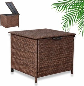 Elegantný záhradný úložný box z technoratanu - hnedý S