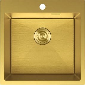 Mexen Solix, 1-komorový nerezový drez 500 x 500 mm, brúsená zlatá, vzor voština, 6407501000-55HC