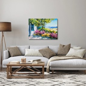 Obraz záhradky pred domom, olejomaľba (70x50 cm)