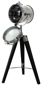 Dekorstudio Podlahová lampa TRIPOD na čiernej trojnožke s chrómovaným tienidlom