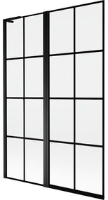 Mexen Mist L, 2-krídlová vaňová zástena, ľavá 120 x 150 cm, čierna mriežka, čierna - 8A9L-120-011-70-77-L