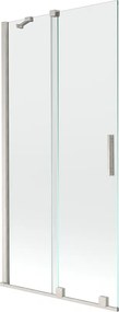 Mexen Velar, 2-krídlová posuvná vaňová zástena 95 x 150 cm, 8mm číre sklo, brúsená oceľ, 896-095-000-01-97