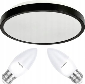 BERGE LED stropné svietidlo 2xE27 IP20 LARI-R BLACK + 2x E27 10W teplá biela sviečka